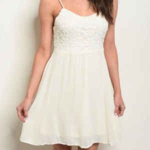 Ivory Mini Dress with Bow Tie Back
